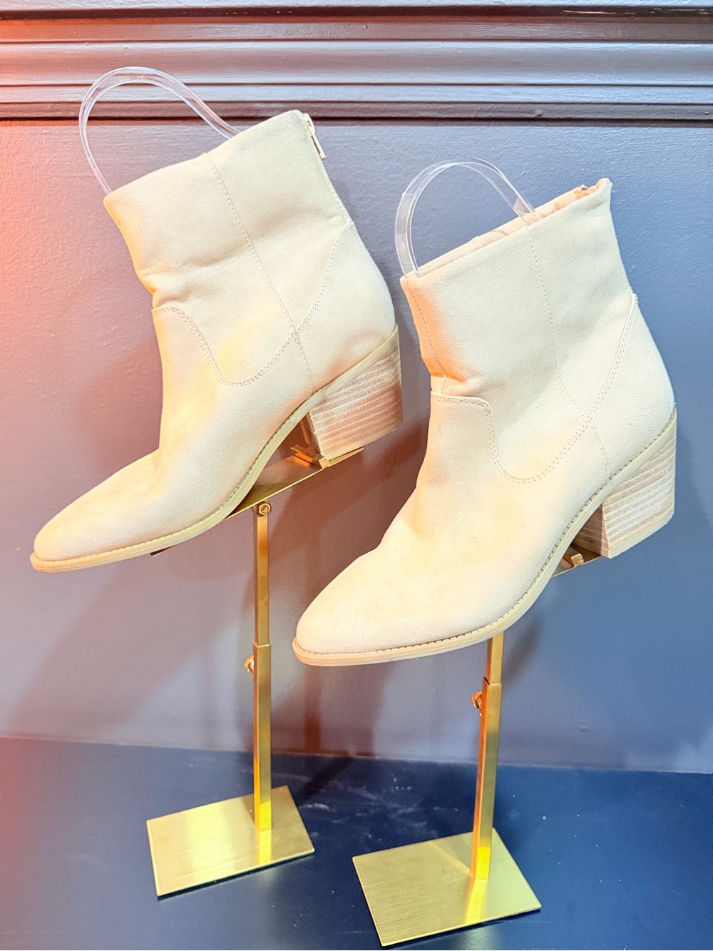 Dolce Vita Beige Suede Pointed Toe Ankle Booties